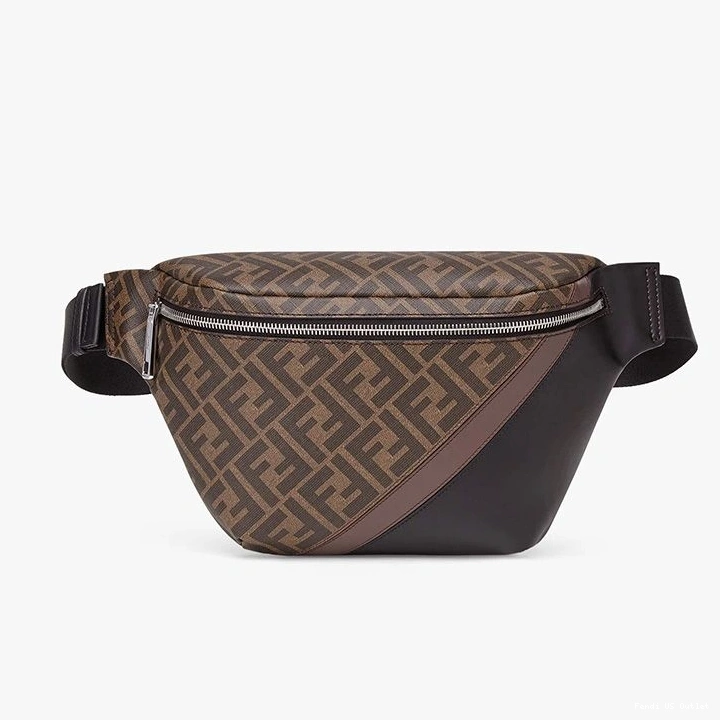 HOT FF Fabric Brown Belt Bag Fendi In Motif Coffee 0823